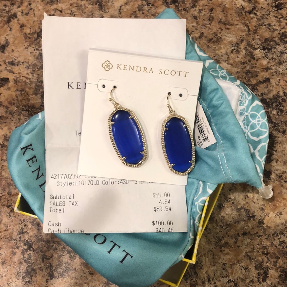 Kendra Scott Elle Gold Cobalt Blue Earrings